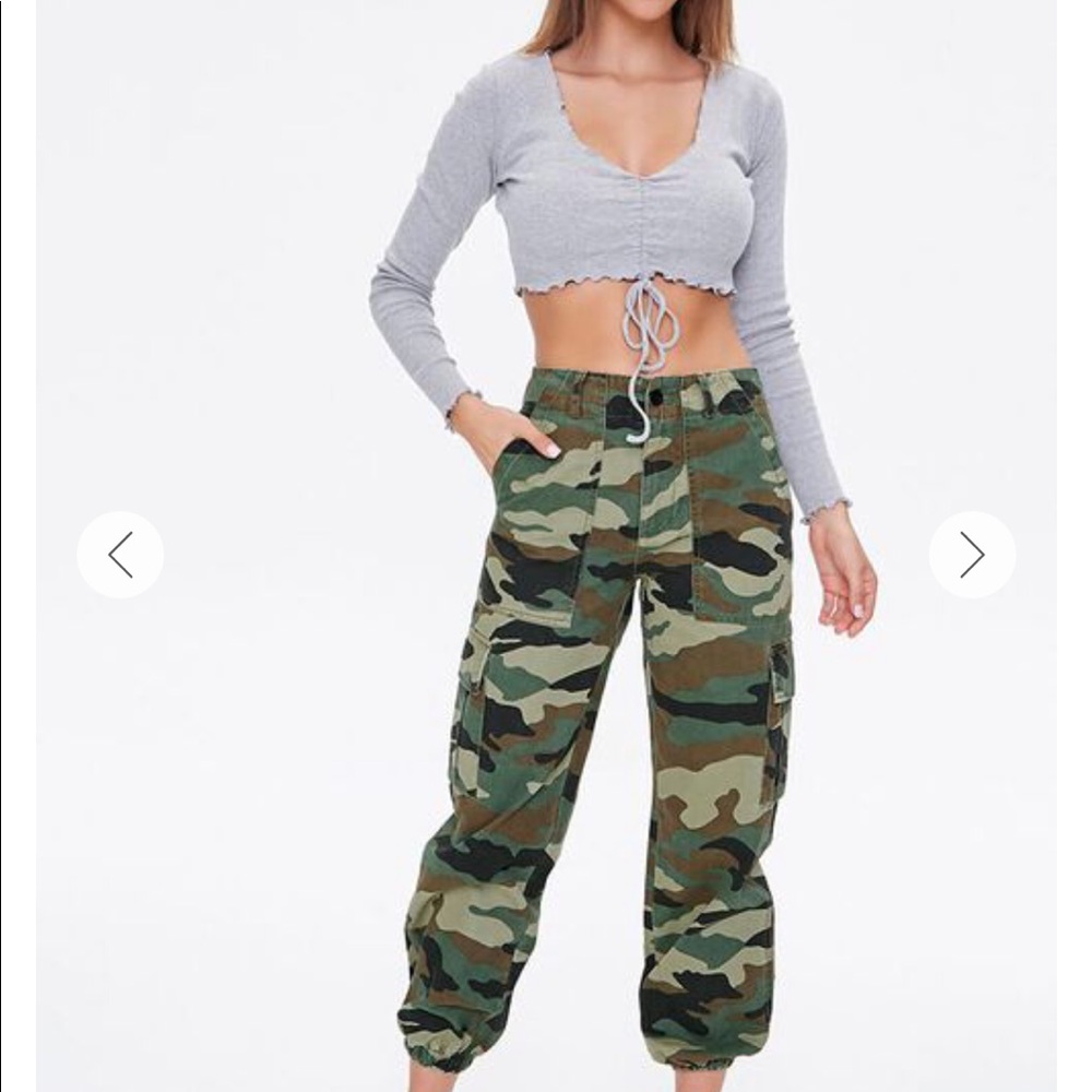 High Rise Cargo Jogger Army Pants